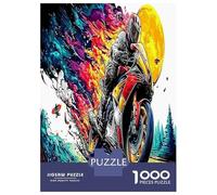 Motorcycle 1000 Piece Biker at Moon Jigsaw Puzzles for Puzzles 1000 Pieces Jigsaw for Adults Challenging Puzzle Games Birthday Gifts 52x38cm/1000pcs