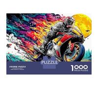 Motorcycle 1000 Piece Extra-Thick Cardboard DIY Jigsaw Biker in Moonlit Nebula for Family, Fun Game, Beautiful Decoration, 38x26cm/1000pcs