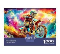 Motorcycle 1000 Piece Jigsaw Puzzle Colorful Motocross Rider for Adults Educational Game Beautiful Decoration Difficult Challenging Birthday Gifts 52x38cm/1000pcs