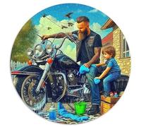 Motorcycle 1000 Piece Jigsaw Puzzle for Women, Men Hard Dad And His Little Son Brainteasing Jigsaws Educational Games Fun Present & Activity 1000pcs (67.5x67.5cm)