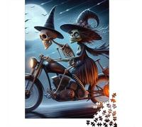 Motorcycle 1000 Piece Jigsaw Witch on Bike Puzzle Stressful Workers Anxiety Relief Cognitive Training Leisure Activity 38x26cm/1000pcs
