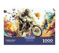 Motorcycle 1000 Piece Sturdy Cardboard Jigsaw Puzzle Set for Adults Kids,Splash Rider,Educational Game Decompression Fun Present Activity 38x26cm/1000pcs