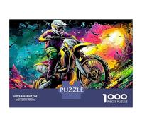 Motorcycle 1000 Pieces Jigsaw Puzzle Psychedelic Cosmic Dynamic Ride Biker - Challenging Puzzle Game for Adults38x26cm/1000pcs