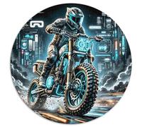 Motorcycle 1000 Pieces Jigsaws Stress Reliever Difficult Challenge for Adults Kids Creative Cross-country Round Family Game Gifts And Gifts 1000pcs (67.5x67.5cm)