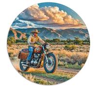Motorcycle 1000 Pieces Jigsaws Stress Reliever Difficult Challenge for Adults Kids Unique Challenge Game Cross-country Creative Round Jigsaw Puzzles Home Decor Gifts And Gifts 1000pcs (67.5x67.5cm)