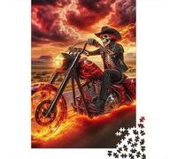 Motorcycle 1000 Pieces Sturdy Paper Cowboy on Fire Puzzle Parent-Child Interactive Game Home Leisure Unique Artwork 38x26cm/1000pcs