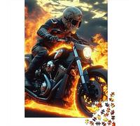 Motorcycle 1000 Pieces Thickened Paper Fire Bike Rider Puzzle Grown-Ups Easy Store Relaxation Hobby Engaging Teaser 70x50cm/1000pcs