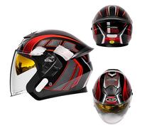 Motorcycle 3/4 Helmet Vintage Helmet with Visor, ECE/DOT Approved Crash Jet Helmet, Motorcycle Open Face Helmet, For Men and Women, Road Legal 8,M(57-58cm)