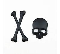Motorcycle 3D Crossbone Skull Metal Logo Emblem Badge Decal Tank Sticker for Honda Kawasaki Shadow Ninja Custom Old School (Black)