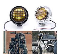 Motorcycle 5" Vintage Headlight Sealed Beam Mesh Grill Guard Headlamp Cafe Racer Scrambler Triumph Chopper (Black)