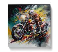 Motorcycle Abstract Art Canvas Print for Living Room Bedroom Home Office Décor, Wall Art Picture Ready to Hang, 20x20 Inch (50x50 cm)