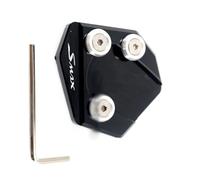 Motorcycle Accessories For Y-AMAHA SMAX155 SMAX 155 FORCE155 2013 2014 2015 Motorcycle CNC Kickstand Foot Side Stand Extension Pad Support Plate Enlarge(Black- Silver)