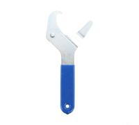 Motorcycle Adjustable Shock Wrench Featuring Hooked Jaw For 35mm To 75mm Spring Collars Preload Adjustment Tool Blue Steel Construction Pvc Handle Hanging Hole For Storage Anti Slip Design Safe Use