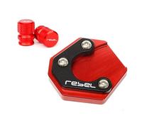 Motorcycle aluminum alloy side stand pad expander For Hon@&da Rebel 500 300 CMX CMX500 All Year CNC Motorcycle Kickstand Foot Side Stand Pad Plate Tire Valve Caps(1Set-Red)