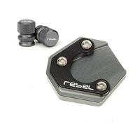 Motorcycle aluminum alloy side stand pad expander For Hon@&da Rebel 500 300 CMX CMX500 All Year CNC Motorcycle Kickstand Foot Side Stand Pad Plate Tire Valve Caps(1Set-Grey)