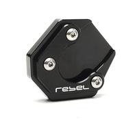 Motorcycle aluminum alloy side stand pad expander For Hon@&da Rebel 500 300 CMX CMX500 All Year CNC Motorcycle Kickstand Foot Side Stand Pad Plate Tire Valve Caps(Stand-Black)