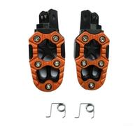 Motorcycle Aluminum Alloy Two-Color Motorcycle Foot Pegs With Springs, Heavy-Duty Anti-Wear Footrests For Off-Road Touring For Most Models(Orange)