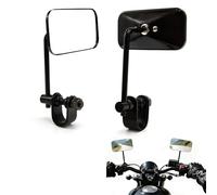 Motorcycle Aluminum Square Rearview Reverse Side Mirrors 8mm 10mm Black Sliver Universal Handlebar Clamp Mirror (black)