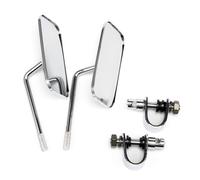 Motorcycle Aluminum Square Rearview Reverse Side Mirrors 8mm 10mm Black Sliver Universal (silver)