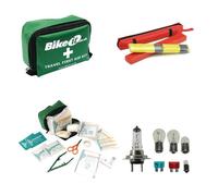 MOTORCYCLE AND CAR BREAKDOWN AND EUROPE ESSENTIAL TRAVEL KIT INCLUDING FIRST AID KIT WARNING TRIANGLE HI VIS VEST AND A EMERGENCY BULB KIT CONTAINING '' H7 '' BULB.