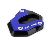 Motorcycle Anti Slip Foot Support Pad Motorcycle CNC Kickstand Foot Side Stand Extension Support Plate Pad For ZX-6R ZX-10R(For ZX10R-Blue)