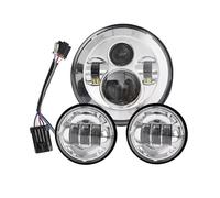 Motorcycle Auxiliary Lights For Electra Glide For For Softail Fat Boy For Touring Motorcycle Light 7Inch Motor LED Headlight With 4.5Inch Fog Lamps For Foggy Weather(Style C)