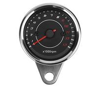 Motorcycle Backlight Tachometer Speedometer Aluminum Gauge Replacement Silver Housing Dial Fit for with Accurate Display and Easy Installation (Silver Shell Black Face)