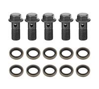 Motorcycle Banjo Bolts with Crush Washers M10x1.25 Brake Line Fittings for Caliper Master Cylinder Set of 2 Bolts & 4 Washers