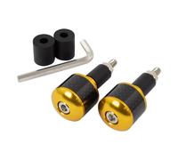 Motorcycle Bar Ends Universal With Carbon Fibre Inset Gold CNC Machined Bar Ends