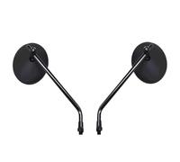 Motorcycle Bar Mirrors 2Pcs/Pair 8mm 10mm Motorcycle Rearview Side Mirrors Convex Round Mirror Short Stem(9.7cm Black)