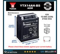 Motorcycle Battery Bike Motorbike YTX14AH-BS Yuasa