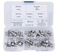 Motorcycle Battery Bolts and Nuts Kit 56Pcs 304 Stainless Steel M6 x 10mm/ 12mm/ 16mm/ 20mm Motorcycle Battery Terminal Bolts Screws with Square Nuts for ATV Bike Scooter