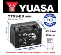 Motorcycle Battery for AJS Regal Raptor 650 250 Modena 125 350 Replaces YTX9-BS