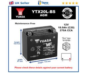 Motorcycle Battery for Yamaha 750 TX750 1300 V Star Stryker XVS Genuine YUASA
