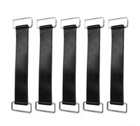 Motorcycle Battery Strap 5 Pack - Rubber Battery Holder for Fit, Stretchable Natural Rubber with Metal Buckles, Black