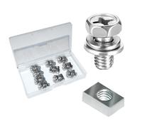 Motorcycle Battery Terminal Bolts and Nuts Kit - M6 x 12mm Hex Head Screws for ATV, Scooter, Motorbike, Quad - 10 Pack (Silver)