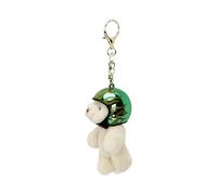 Motorcycle Bear Keychain Plush Key Ring Cartoon Bag and Locomotive Animal Pendant Eye Catch Chain Bike Bear Keychain, フリーサイズ