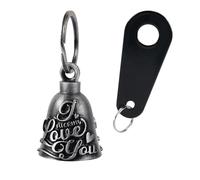Motorcycle Bell for Biker Good Luck Riding Bells with Hanger Motorcycle Accessory or Keychain for Luck Rider Gift (I Love You, 1)
