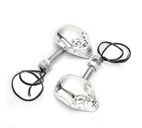 Motorcycle Black Skull Universal LED Turn Signal Indicator Lights Fit For Kawasaki Yamaha Suzuki Harley (silver)