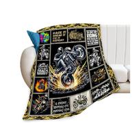 Motorcycle Blanket, Motorcycle Riders Throw Blanket for Winter Couch Sofa Bed, Soft Warm Flannel Fleece Blankets for Kids Adults 40"x50"