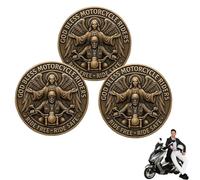 Motorcycle Blessing Coin, God Bless Motorcycle Riders Challenge Coin, Ride Free-Ride Safe Pocket Token Keepsake, Biker Blessing Gift (3PCS)