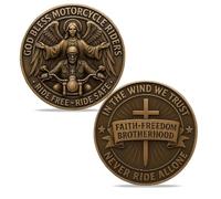 Motorcycle Blessing Coin, God Bless Motorcycle Riders Double Side Challenge Coin, Engraved Ride Free-Ride Safe Blessing Token, Christian Challenge Coin, Biker Blessing Gift for Cycling Loves (1 PCS)