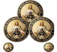 Motorcycle Blessing Coin, God Bless Riders Challenge Coin, Portable Double Sided Ornaments, Decorations With Commemorative Significance And Collection Value Gift for Cycling Loves (3)