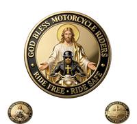 Motorcycle Blessing Coin, God Bless Riders Challenge Coin, Portable Double Sided Ornaments, Decorations With Commemorative Significance And Collection Value Gift for Cycling Loves (1)