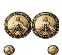 Motorcycle Blessing Coin, God Bless Riders Challenge Coin, Portable Double Sided Ornaments, Decorations With Commemorative Significance And Collection Value Gift for Cycling Loves (2)