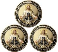Motorcycle Blessing Coin, Motorcycle Guardian Coin, God Bless Motorcycle Riders Challenge Coin, Christian Biker Faith Coin, Ride Free Ride Safe Keepsake, Religious Gift for Bikers (3PCS)