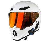 Motorcycle Bluetooth Helmet Retro Full-Face Motorbike Helmets with HD Visor Crash Scooter Helmet ECEDOT Approved Built-In Speakers Can Respond Automatically Motocross Helmets I,M:57-58CM