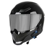Motorcycle Bluetooth Helmet Retro Full-Face Motorbike Helmets with HD Visor Crash Scooter Helmet ECEDOT Approved Built-In Speakers Can Respond Automatically Motocross Helmets D,XXL:63-64CM