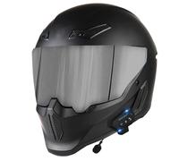 Motorcycle Bluetooth Helmet Retro Full-Face Motorbike Helmets with HD Visor Crash Scooter Helmet ECEDOT Approved Built-In Speakers Can Respond Automatically Motocross Helmets L,L:59-60CM