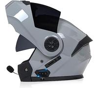 Motorcycle Bluetooth Helmets Flip Up Front Flip-Up Modular Helmets with Bluetooth Helmet ECE Approved Full Face Helmet Crash Scooter Helmet Double Anti-Fog Visors for Men Women 55-62cm